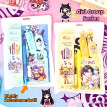 Bộ văn phòng phẩm K-Pop Huntrix 6 món, sổ tay, bút và móc khóa chủ đề anime, đồ dùng học tập thẩm mỹ dành cho người hâm mộ K-Pop. - Nhiều màu - Xem 1