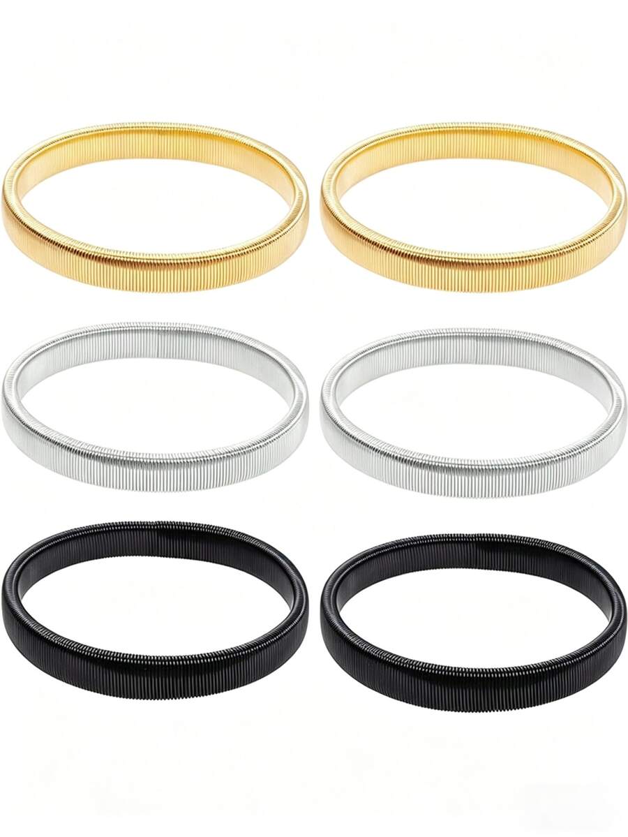2/6pcs Elastic Cufflinks, Non-Slip Metal Cuff Clips, Unisex For Work & Daily Wear - Multicolor - View 1