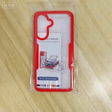 Hadaasi 1件紅色2合1全覆蓋前後透明螢幕保護膜 TPU軟邊+PC硬背板拼色手機殼，適用於Apple 17pro/17promax/Apple Air/17/17E/16/16E/15/14/13/12/11 Pro Max/Plus與Galaxy S26Ultra/S26Plus/S26/M36/S25FE/12/13C/12C/Note 12 Pro/NOTE14PRO+/NOTE13PRO/NOTE13PRO+/POCO M6PRO/OCOX6 5G與Honor 400/400Pro/400Lite與Reno14 Pro/Reno14 F/Hot 60 Pro/Hot 60 Pro+/適用於 15C - 紅色 - 查看 69