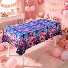 1 pieza Mantel de plástico rectangular de 70x42.5 pulgadas con tema de concierto de K-Pop y estampado de personajes de dibujos animados, adecuado para decoración de fiesta de K-Pop tanto en interiores como exteriores - Multicolor - Ver 5