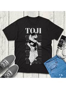 Schwarzes T-Shirt mit Toji-Charakter- und Textdesign für Anime-Fans, Freizeitkleidung - Schwarz - Übersicht 7