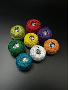 8pcs/12pcs Random Solid Color Lace Yarn Set, High Saturation Bright Color Embroidery Crochet Yarn, Suitable For Embroidery And Micro-Crochet Enthusiasts, Ideal For Handmade Beginner Creations, Also Can Be Used As Creative Handmade Gift - Lace Thread - View 3