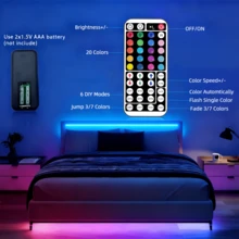 3-100ft LED Strip Lights With 44-Key Remote And App Control, Music Sync RGB Color Changing Lights, Dimmable USB LED Lights For Wall Decor, Gaming Room, Bedside - Multi-color light - View 5