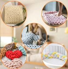 Cinta de Bolsos de Ganchillo, Hilo Gigante 300g Hilo de Lana Suave Hilo Chunky Tubular, Madejas de Lana Gruesa para Mantas Hechas a Mano, Mascotas, Cama - F-Gelb - Übersicht 7