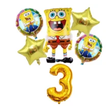 Birthday Balloon Set, Custom 1-9 Gold Number Foil Balloons With Stars & Round Balloons, Aluminum Film For Birthday Party Decor - Cartoon Number Balloons - View 12