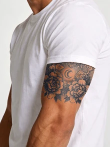 1pc Men's Tattoo Simulation Totem Temporary Tattoo Sticker Geometric Pattern Semi-Permanent Waterproof Sweat-Resistant Lasts 1-2 Weeks Realistic Herbal Juice Anti-Friction Non-Reflective Men's Tattoo Sticker Suitable For Arms, Chest, Legs, Abdomen, Waist, Fingers, Neck, Spine Modernist Body Art - HE - View 3