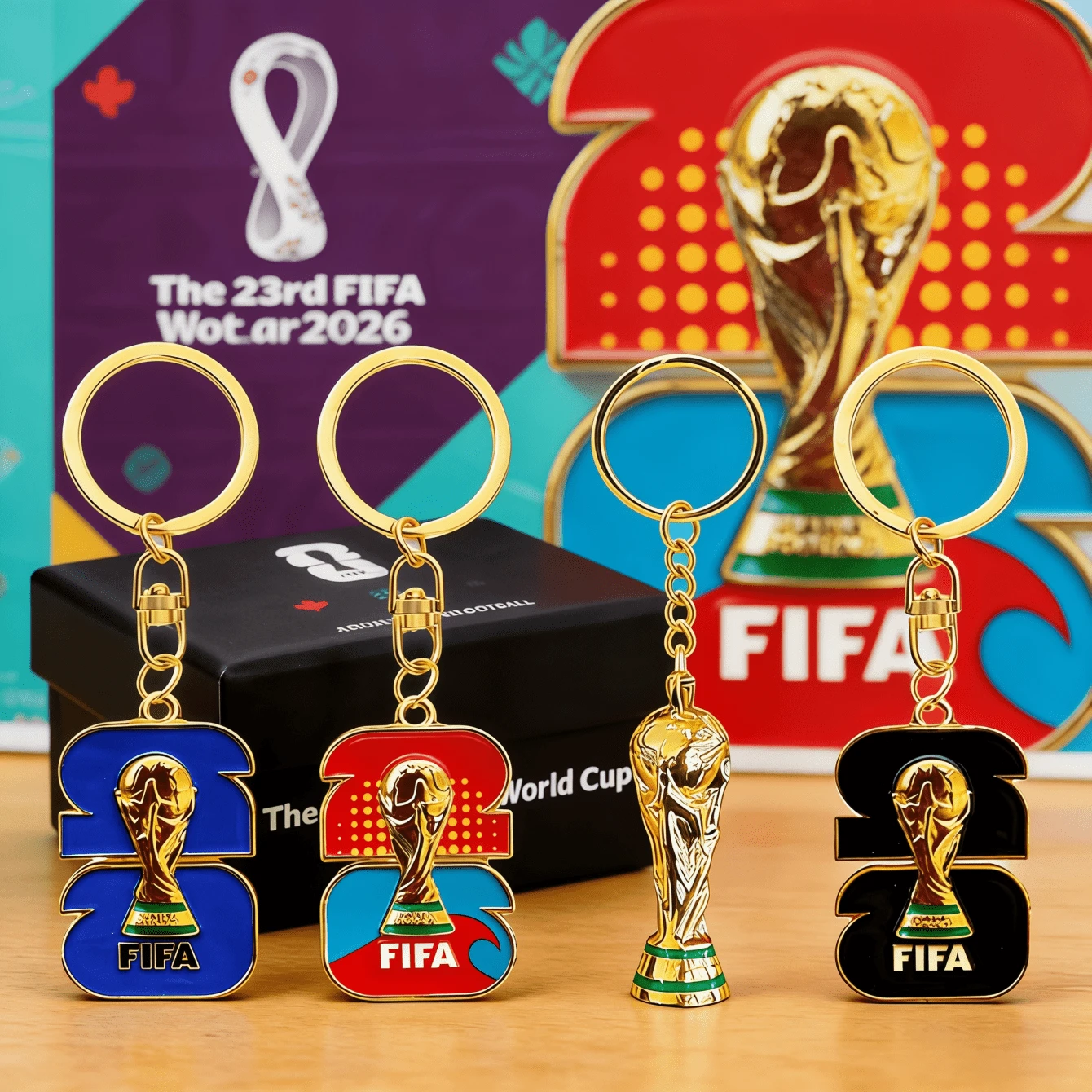 派對鑰匙圈禮盒組 3件入,2026 FIFA 世界盃美國加拿大墨西哥主題鑰匙圈禮盒組,世界盃足球鑰匙圈多色款,世界盃周邊吊飾,背包吊飾鑰匙圈 - 查看 1