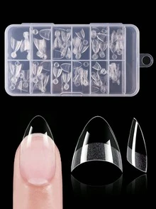 120pcs Matte Almond Shaped Fake Nails, Half Cover Pre-Painted Bright Color Nail Stickers, 12 Sizes, Easy To Use - 無色 - 查看 8