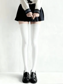 1-2 Pairs Sheer Over-The-Knee Socks For Women, Summer Long Stockings, Spring/Autumn Knee High Socks, Made Of Velvet Material, Stretchy, Suitable For Under 140 Lbs - Multicolor - View 15