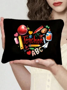 Teacher "Apple Print Makeup Bag, Portable Makeup Storage Bag Suitable For Moms And Teachers, Cosmetic Bag, Travel Makeup Bag, Cute Large Capacity Travel Organizer Bag, Lightweight Polyester Material, Suitable For Daily Use, Vacation, Fitness, Office, Perfect Gift For Moms, Teachers, Her, Also A Great Father's Day Gift, Graduation Gift, Independence Day Essential, Back To School Gift - Multicolor - View 16