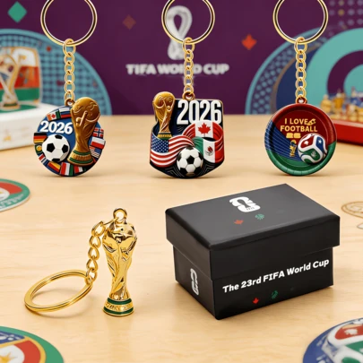  Móc khóa chủ đề World Cup FIFA 2026 Mỹ Canada Mexico, Hộp quà tặng cúp vô địch, Móc khóa chủ đề bóng đá World Cup, Mặt dây chuyền World Cup, Móc khóa mặt dây chuyền ba lô, Quà tặng câu lạc bộ người hâm mộ