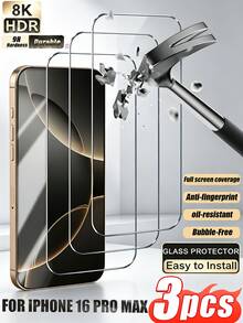 Navigator 3pcs High-Definition Tempered Glass Screen Protector, Anti-Scratch, Anti-Fingerprint, Full Screen Coverage, Tempered Glass Material Withstands Daily Wear And Tear. Smooth Surface Enables Seamless Touch Experience, Suitable For Use In Gym, Cafe, Outdoor Photography With 11/12/13/14/16/16 Plus/16 Pro/16 Pro Max/15/15Pro/15 Plus/15 Pro Max/17/17 Pro/17 Pro Max - Clear - View 38