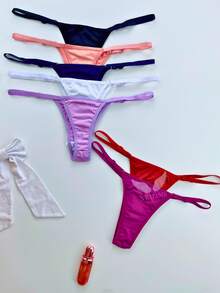 Kit 5 Calcinhas Fio Dental Sexy Ajustável Conforto Extremo Não Marca Cintura Regulável Moda Intima Feminina - Multicolorido - Visão 4