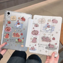 适用于华为MatePad SE 11英寸平板电脑的保护套，MatePad保护套，适用于MatePad 11.5英寸平板电脑的保护套，磁吸式闭合，三折式平板电脑保护套，智能休眠唤醒功能，高透明亚克力背板带笔槽，适用于红米Pad 2 11英寸平板电脑，Pad SE 11英寸平板电脑保护套 - 無色 - 查看 1
