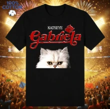 Katseye Gabriela Cat Head Fan T-Shirt | Gender-Neutral Oversized K-Pop Shirt Black - Black - View 1