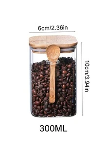 Bộ hũ thủy tinh, hũ thủy tinh, nắp tre, thìa tre, hũ thủy tinh borax cao cấp, hũ lưu trữ kín dung tích lớn kèm thìa tre tự nhiên | Lưu trữ trà, muối, đường, cà phê, chống ẩm, chống mốc - Nhiều màu - Xem 16
