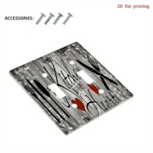1pc Kitchen Heart-Shaped Switchplate Cover - 2D Flat Printed Decorative Outlet Cover, Featuring "Kitchen Is Heart" Quote, Fork & Spoon Pattern, Red Heart & Stars - Farmhouse Style Bathroom & Kitchen Decor, No Wiring Easy Installation, Wall Art Decor, Textured Background, 2D Flat - Multicolor - View 13