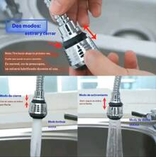 Kitchen Faucet with 360° Swivel Aerator - Extension Tube with Dual Modes - Sink Aerator Attachment - Kitchen Faucet Accessory - Home Use - Waterfall Style - Indoor - Home - Silber - Übersicht 4