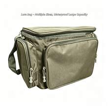 Army Green Lure Bag – 3 Sizes, Water-Resistant Multi-Compartment Fishing Tackle Bag - Khaki - View 1