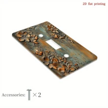 1 pièce Panneau d'interrupteur mural à texture métallique avec imprimé floral 2D, non électrique, installation manuelle, convient pour la décoration de la salle de séjour, design plat 2D - multicolore - Voir 10