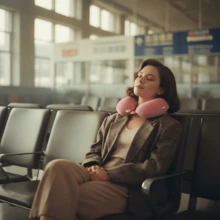 Pink Ergonomic U-Shaped Memory Foam Neck Pillow With A Free Storage Bag, Featuring Slow Rebound Technology For Travel, Breathable Detachable Machine-Washable Cover, Ultra-Light And Foldable Portable Design, Advanced Neck And Head Support, Suitable For Use In Airplanes, Cars, Offices For Rest, Indoor Home Use, Perfect For Naps, Reading, Watching Videos, A Comfortable And Soft Travel Pillow, Suitable For Daily Relaxation In All Seasons. - Pink - View 2
