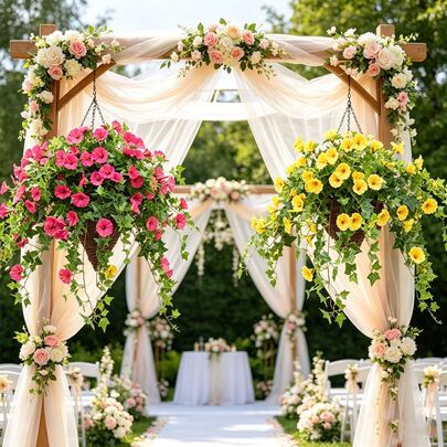 1/2 bó hoa bìm bìm nhân tạo dài 65,5cm, cây dây leo nhỏ bằng lụa giả, trang trí nhà cửa, sân vườn, hiên nhà, tường nhà, dùng trong nhà và ngoài trời.