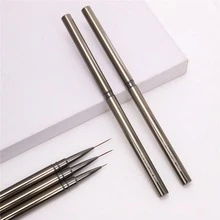 Este juego de pinceles de rayas ultrafinas viene en múltiples tamaños, ofreciendo una precisión excepcional para dibujar líneas finas, delinear puntas francesas y pintar a mano patrones intrincados de arte de uñas! - Bronce - Ver 3
