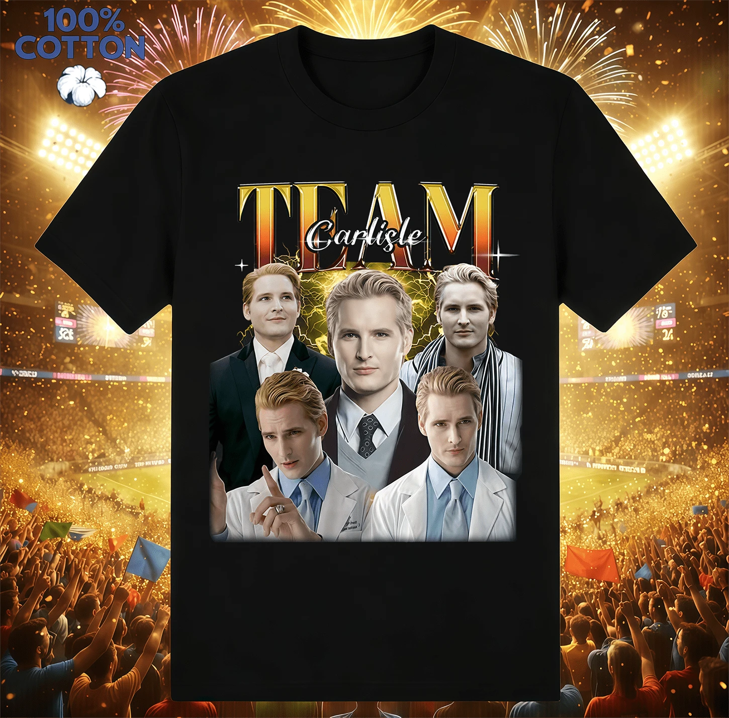 Team Carlisle Twilight Saga Retro Fan T-Shirt | Gender-Neutral Oversized Fantasy Film Shirt Black - Black - View 1