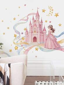 Calcomanías de Princesa de Cuento de Hadas en Tonos Pastel, Pegatinas de Mariposa Floral, Unicornio y Castillo, Accesorios de Decoración de Habitación para Paredes de Dormitorio de Niñas Pequeñas y Adolescentes - Multicolor - View 10