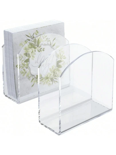 1/2/3pcs Transparent Acrylic Tissue Box Holder, Crystal Clear Paper Towel Dispenser Stand For Desk, Dining Room, Kitchen, Restaurant, Home Decor, Bar Accessories