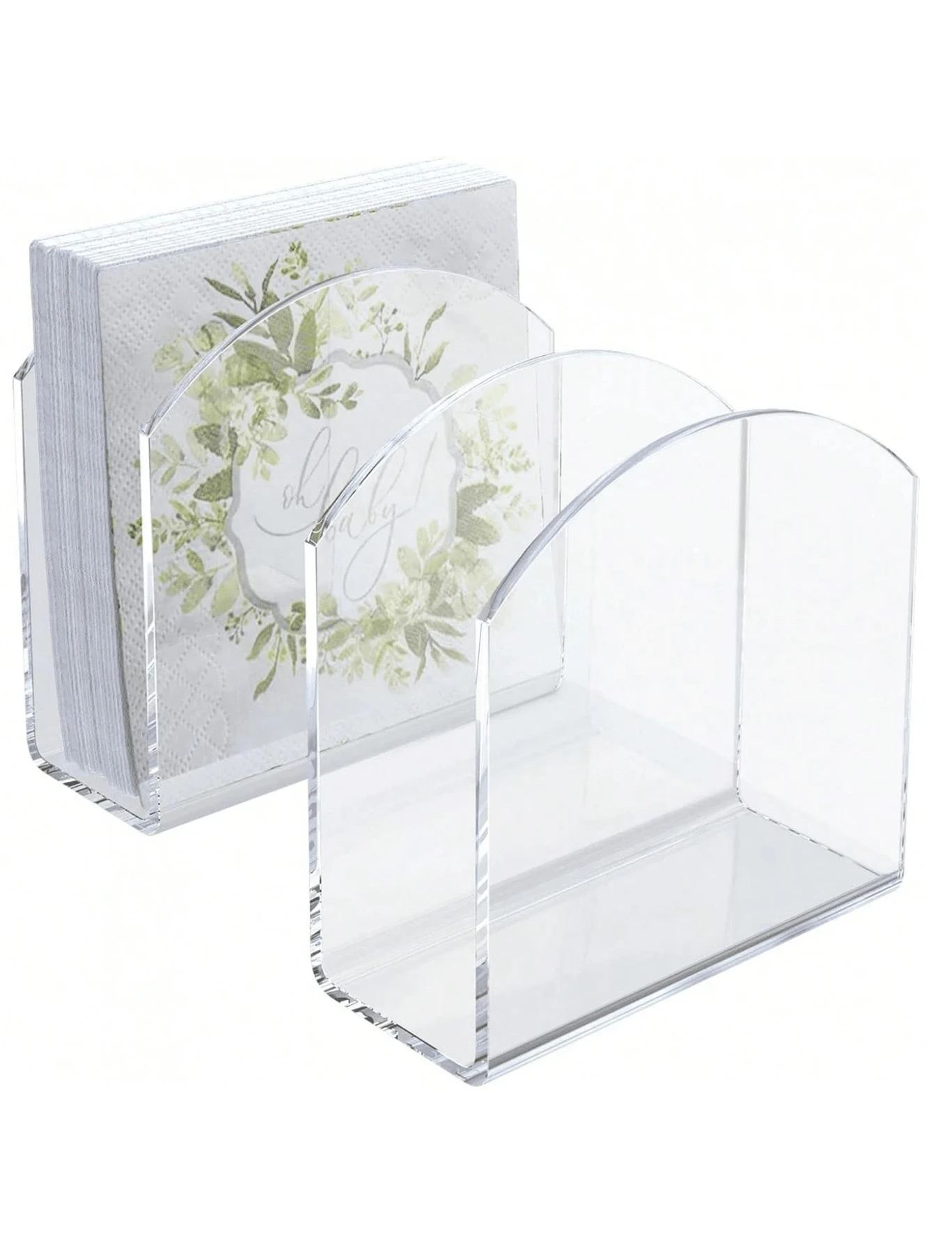 1/2/3pcs Transparent Acrylic Tissue Box Holder, Crystal Clear Paper Towel Dispenser Stand For Desk, Dining Room, Kitchen, Restaurant, Home Decor, Bar Accessories - Multicolor - View 1