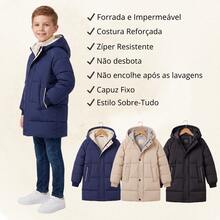 About Everything Children's And Youth Long Jacket Coat For Boys And Girls With Ribbed Cuffs - 藏蓝色 - 查看 2