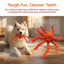 Đồ chơi gặm cho chó, hình bạch tuộc, đồ chơi gặm bền chắc, dây thừng đan, đồ chơi vệ sinh răng miệng, dây gặm tương tác được thiết kế cho chó con đang mọc răng. - Màu vàng - Xem 7