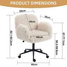 Office Chair With Five-Position Adjustable Armrests And Wheels, Ergonomic, With Padded Backrest, Swivel, Suitable For Home Office, Dressing Room, Bedroom And Living Room. - Beige - View 3