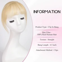 360° Clip-On Air Bangs Hair Extensions, Suitable For Women With Sideburns, 3 Secure Clips, Full Bangs - S613 - View 5