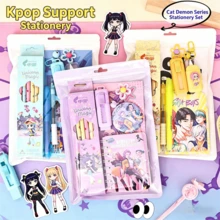 Bộ văn phòng phẩm K-Pop Huntrix 6 món, sổ tay, bút và móc khóa chủ đề anime, đồ dùng học tập thẩm mỹ dành cho người hâm mộ K-Pop. - Nhiều màu - Xem 5