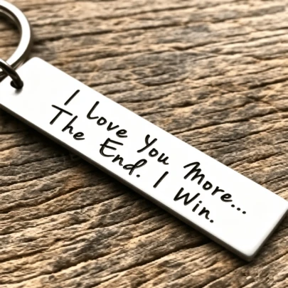 I Love You More The End I Win Engraved Keychain - Funny Romantic Gift For Boyfriend/Girlfriend, Stainless Steel Love Quote Keyring For Couples
