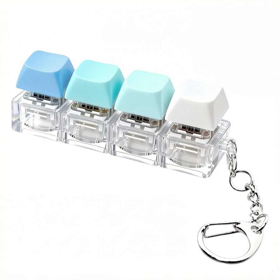 Mechanical Keyboard Fidget Toy Keychain, 4 Keys Clicker Stress Relief Accessory, Pocket-Sized Sensory Gadget For Office & Daily Use - 1 cái - Xem 1