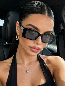 1pc Women's Fashion Small Rectangle Frame Fashion Glasses, Fashion Glasses For Everyday Commute, Beach, Travel, Street Photography And Personal Style - Leopard - View 9