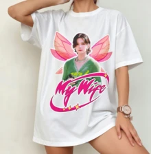 K-Pop Idol Fairy "My Wife" Fan T-Shirt | Gender-Neutral Oversized Concert Shirt White - White - View 11