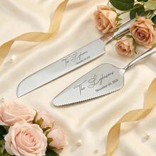 1 Set Personalized Wedding Cake Cutting Set, Customized Name And Date Engraved Cake Knife And Server, Bridal Shower Gift - Multicolor - View 3