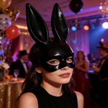 Bộ 2 mặt nạ thỏ bóng loáng, thích hợp cho trang phục đi hộp đêm, tiệc Halloween và các dịp khác. - A - Xem 6