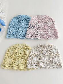 Sequin Lettering Hollow Knit Cap, Vintage Versatile Handmade Crochet Beanie, Lightweight Breathable Sun Protection Headwear, Suitable For Spring, Summer, Autumn, Daily, Beach, Outdoor - Sequined Silver Thread Flowers - View 1