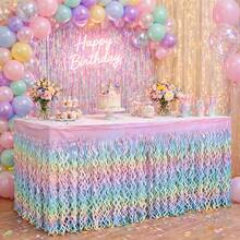 一次性彩虹漸層桌裙，適用生日派對、婚禮與活動裝飾，尺寸：75x275CM，派對裝飾用品 - 查看 1