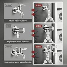 1-To-2 Faucet Splitter, Kitchen Sink Dishwasher Water Inlet 3-Way Diverter Valve, 1 Inlet 2 Outlets Angle Valve - Faucet Diverter Adapter (1 to 2) - View 4
