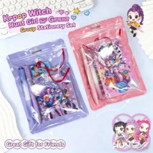 Bộ văn phòng phẩm K-Pop Huntrix 5 món, bộ sổ tay và bút chủ đề anime, đồ dùng học tập dễ thương dành cho fan K-Pop và học sinh. - Nhiều màu - Xem 3