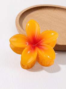 Orange Flower Hair Claw Clips For Women, Large Plumeria Hair Clip Non-Slip Strong Hold, 3D Tropical Hawaiian Flower Hair Accessories For Thick Thin Hair, Summer Beach Accessories Sunset Orange Summer Beach Hair Clutch - Orange - View 4