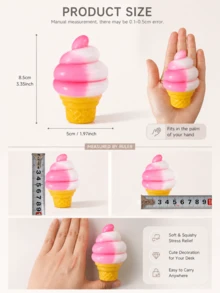 1 Ice Cream Squishy Toy – Ultra-Soft Slow-Rebound Stress-Relief Gadget, Cone-Shaped Sensory Stress-Relief Doll, Cute Dessert Squishy Ball (For Anxiety Relief), Party Favor - trái cam - Xem 9