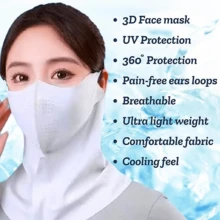 1pc Women's Breathable Full Face Sun Protection Mask, Dustproof & UV Protection, Elastic Fit Design, Smooth Fiber Fabric, 3D Breathable Mesh Design, Soft Touch, Suitable For Cycling, Running And Outdoor Activities, Fashionable & Comfortable - Multicolor - View 11
