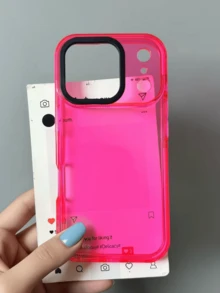 Luxury Clear Transparent Candy Color Fluorescent Color Shockproof Anti-Fall Phone Case Compatible With IPhone 17 Pro Max 17 Pro 16 15 14 13 12 Pro Max 14 Plus 15 Plus 16 Plus 11 Minimalist Candy Color Cover - Hot Pink - View 4